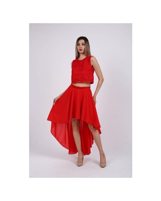 Orini Топ и юбка-солнце комплект ярко-красного цвета размер 44