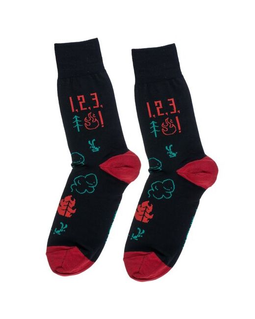 St. Friday Носки Socks новогодний ребус или как кролик ёлку тушил черно-красные размер