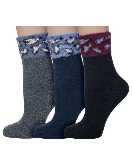 Hobby Line Комплект из 3 пар женских носков Пуховые микс 2 размер 36-40
