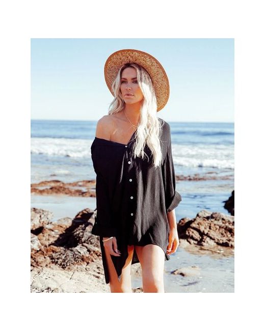 ByGretaSwimwear Туника рубашка пляжная летняя черная