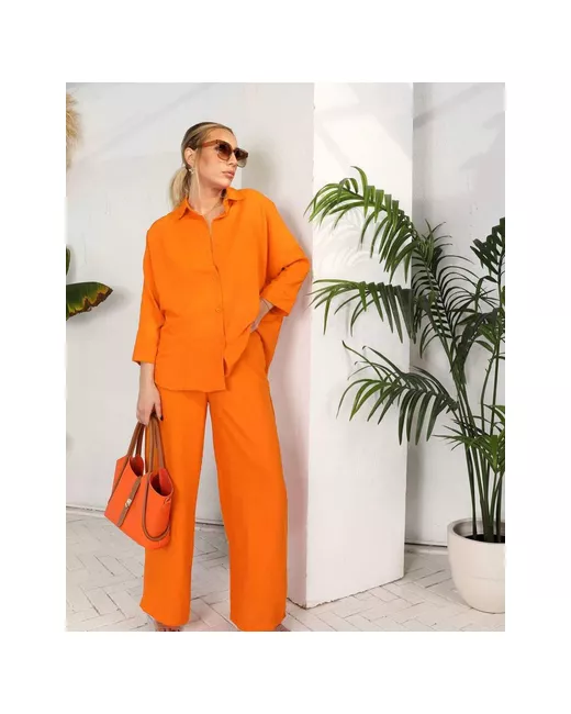 Не определен Летний костюм с брюками палаццо и рубашкой апельсин размер 46-48 M