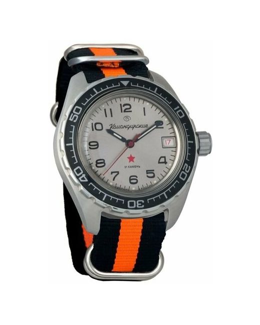 Восток наручные часы Командирские 020708-black-orange нейлон черный