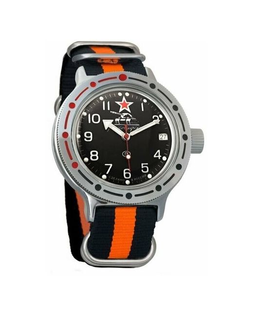 Восток наручные часы Амфибия 420306-black-orange нейлон черный