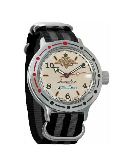 Восток наручные часы Амфибия 420392-black-grey нейлон черный