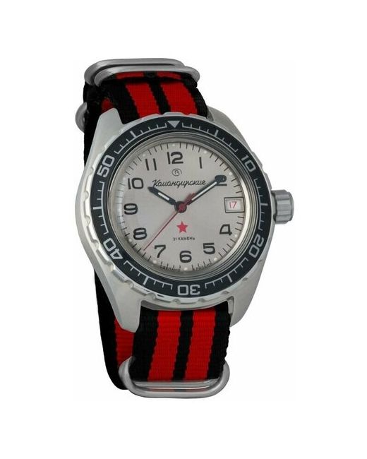 Восток наручные часы Командирские 020708-black-red нейлон черный