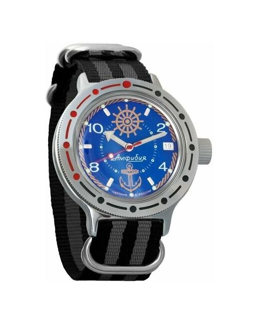 Восток наручные часы Амфибия 420374-black-grey нейлон черный