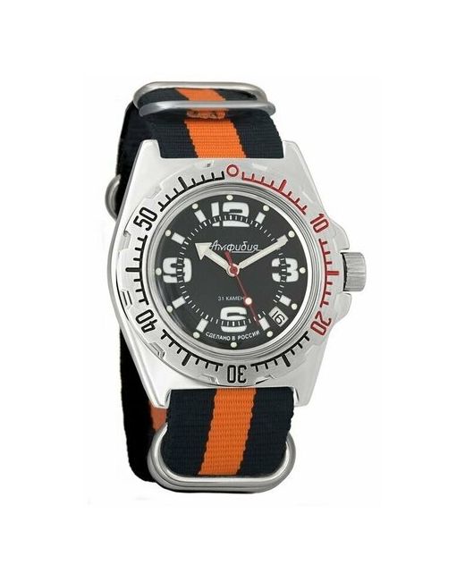 Восток наручные часы Амфибия 110903-black-orange нейлон черный