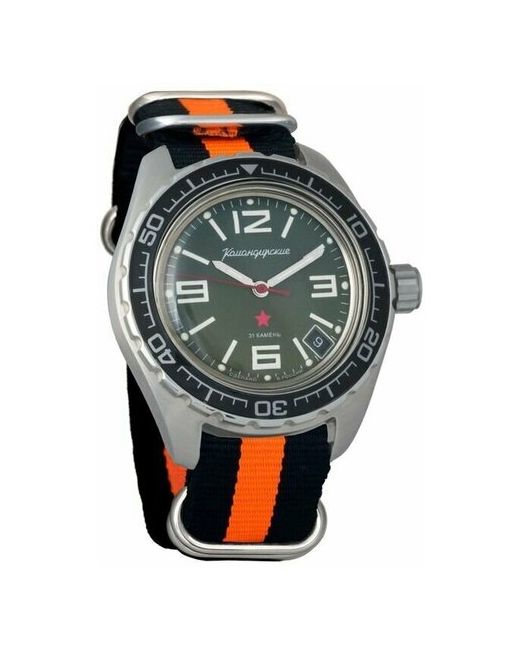 Восток наручные часы Командирские 020715-black-orange нейлон черный