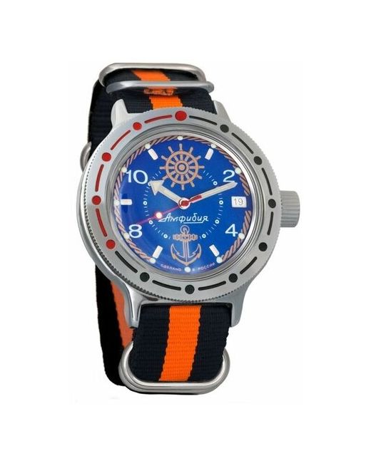 Восток наручные часы Амфибия 420374-black-orange нейлон черный