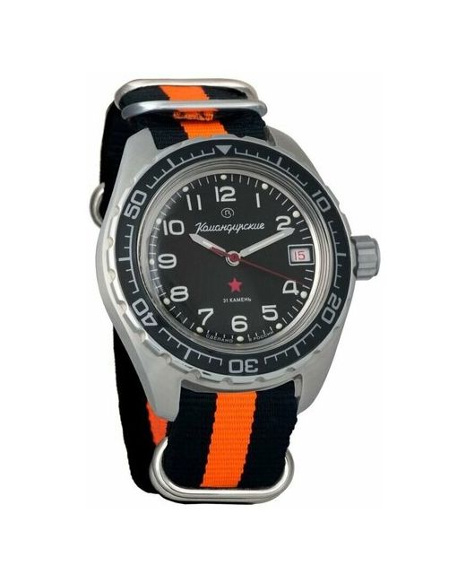 Восток наручные часы Командирские 020706-black-orange нейлон черный
