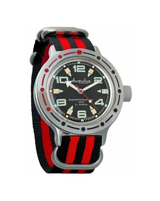 Восток наручные часы Амфибия 420334-black-red нейлон черный