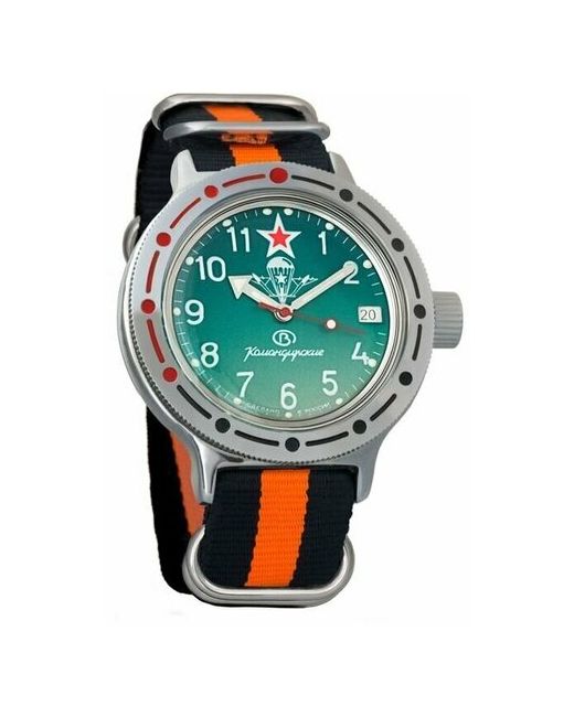 Восток наручные часы Амфибия 420307-black-orange нейлон черный