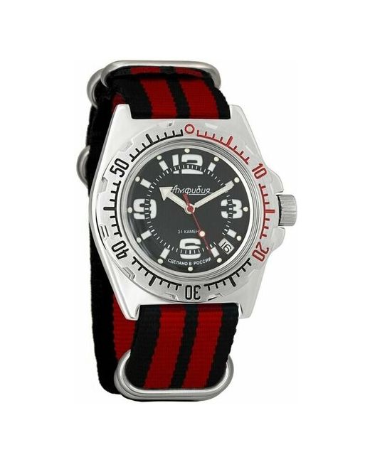 Восток наручные часы Амфибия 110903-black-red нейлон черный