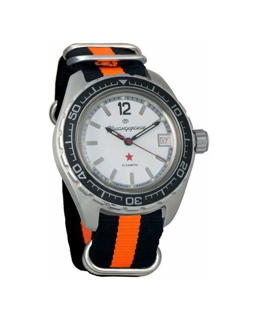 Восток наручные часы Командирские 020739-black-orange нейлон черный