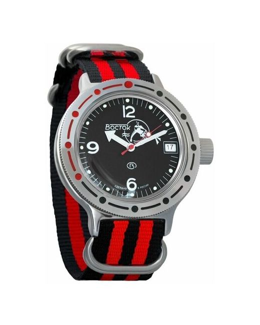 Восток наручные часы Амфибия 420634-black-red нейлон черный