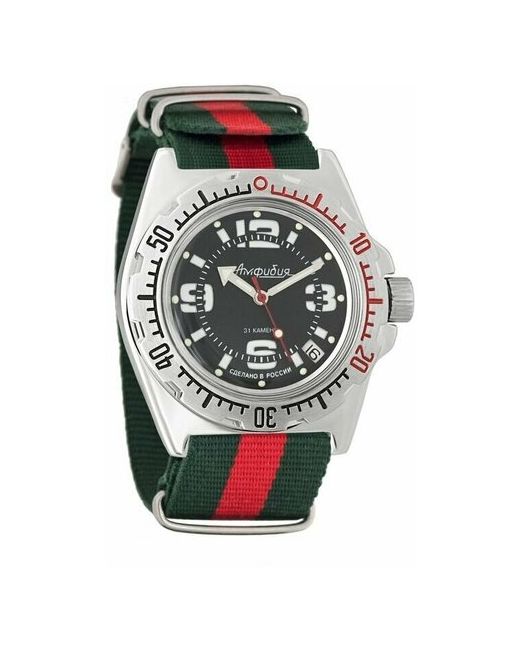 Восток наручные часы Амфибия 110903-green-red нейлон зеленый/