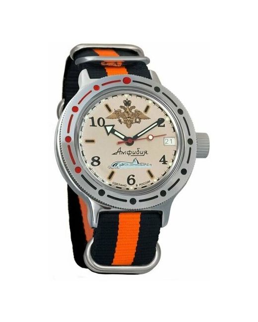 Восток наручные часы Амфибия 420392-black-orange нейлон черный