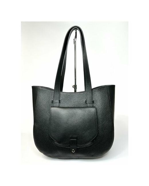 Vezze черная сумка на плечо из натуральной мягкой кожи Vera Pelle формат а4 держит форму