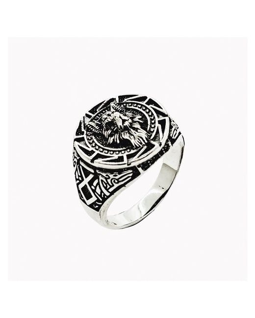 Малахит Мужское серебряное кольцо-оберег Волк на Коловрате Serebromag