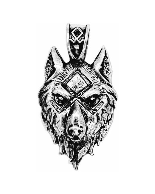 Малахит Подвеска-оберег Волк из серебра Serebromag