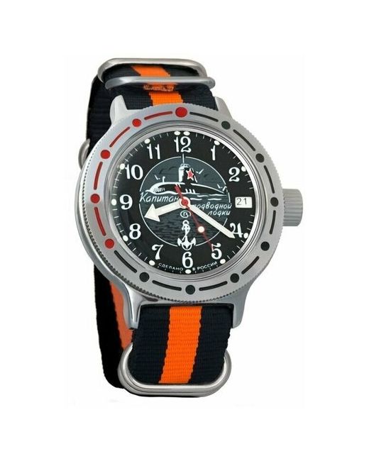 Восток наручные часы Амфибия 420831-black-orange нейлон черный