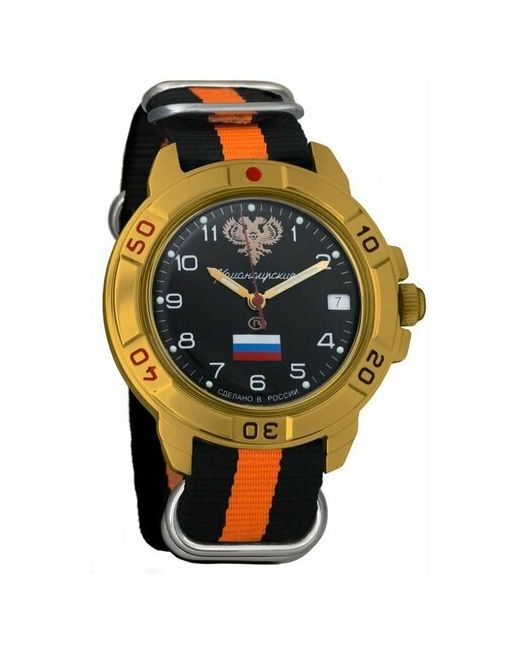 Восток наручные часы Командирские 439646-black-orange нейлон черный