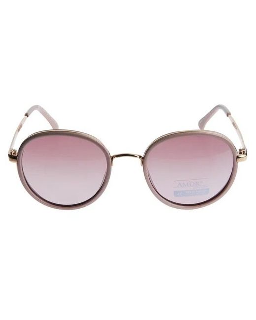 Amor Очки розовые солнцезащитные очки с защитой от УФ лучей круглые кофейного цвета