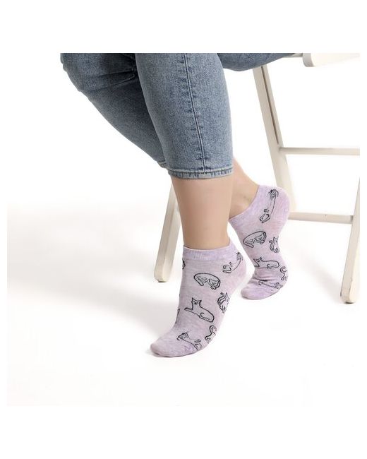Hobby Line Набор укороченных носков с принтом кошки 5 пар Нжу511 36-40