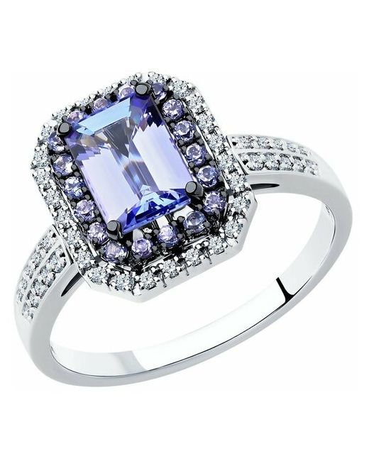 SOKOLOV Diamonds Кольцо из белого золота с бриллиантами и танзанитами 6014177 размер 16.5