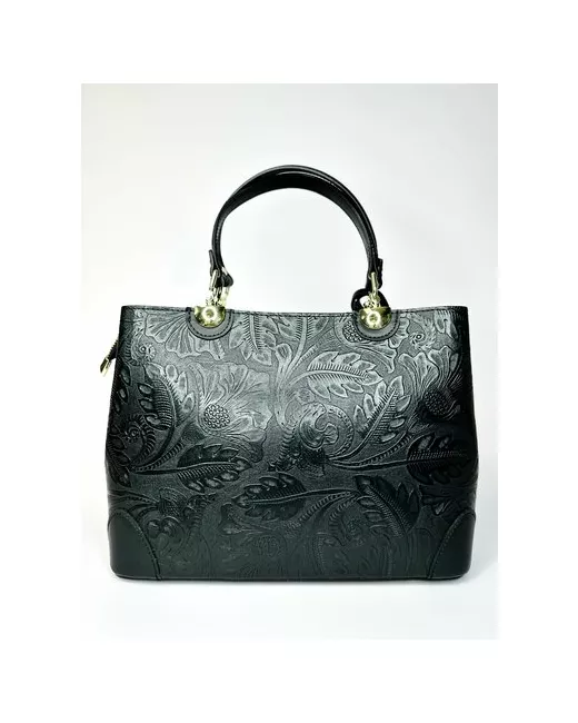 Vera Pelle черная классическая итальянская сумка тоут формат А4 из натуральной кожи с авторским тиснением