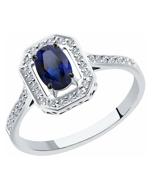 SOKOLOV Diamonds Кольцо из белого золота с бриллиантами и сапфиром 2011133 размер 18.5