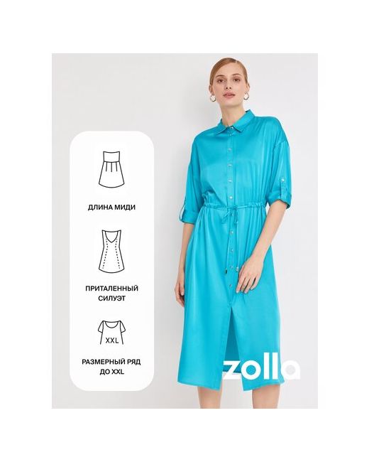 Zolla Атласное платье-рубашка с кулиской размер XXL