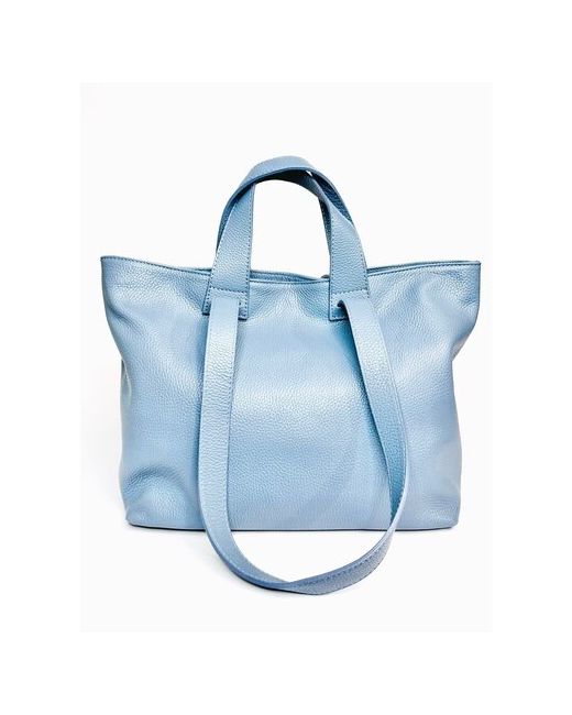 Vera Pelle сумка шоппер пастельного голубого цвета сочной травы 4 ручки фактурная натуральная мягкая кожа