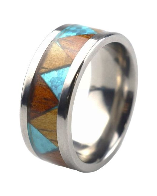 Poya Вольфрамовое кольцо N-083 c деревянной отделкой опалом