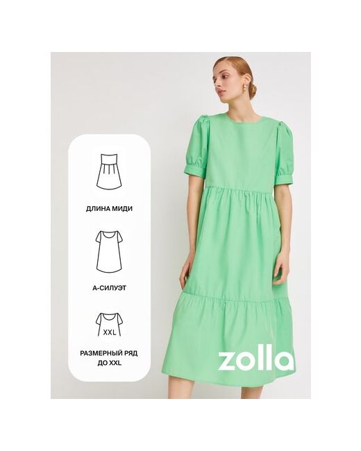 Zolla Ярусное платье длины миди Светло-зеленый размер XL