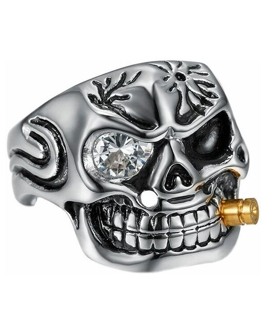 DG Jewelry стальной перстень Череп DG-R0107 с кубическим цирконием эмалью