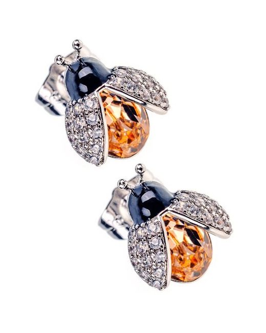 Xuping Jewelry Серьги гвоздики с кристаллами Swarovski жучок под серебро