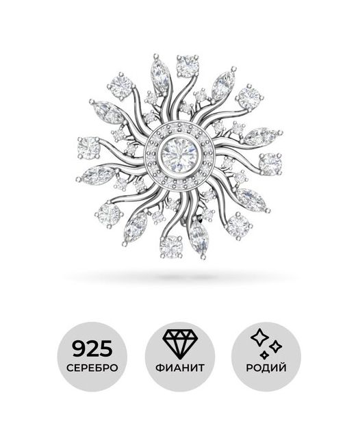 Pokrovsky Jewelry Серебряная брошь Аматэрасу с бесцветными фианитами 2700036-00775