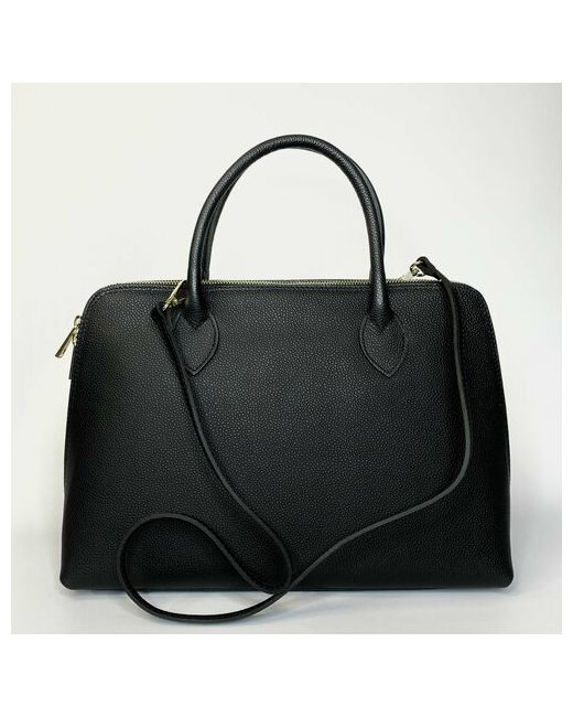 Vera Pelle итальянская черная сумка трапеция формат А-4 тоут из натуральной кожи с короткими ручками внутри кожаная подкладка