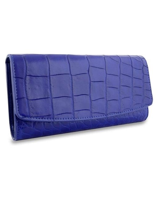 Exotic Leather Стильный кошелек из кожи с брюха крокодила синий