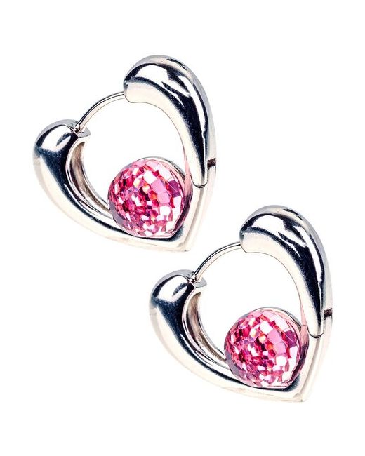 Xuping Jewelry Серьги кольца сердечки с кристаллами Swarovski под серебро