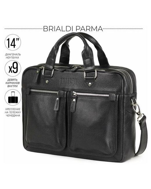 Brialdi Мужская кожаная деловая сумка для документов Parma BR34109SQ relief black