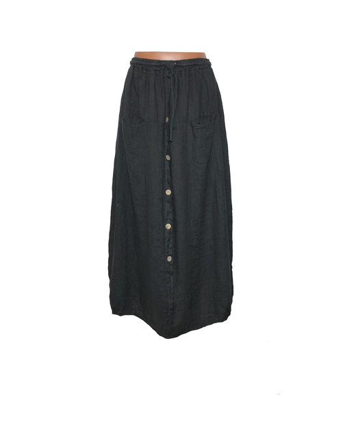Анна Юбка лен юбка на резинке длинная с карманами
