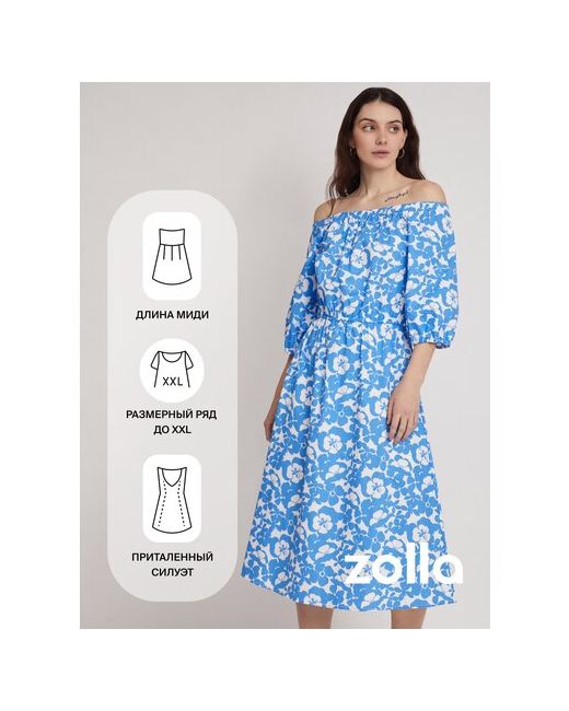 Zolla Платье из хлопка с открытыми плечами Светло размер M