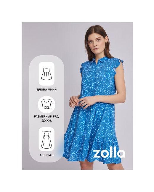 Zolla Ярусное платье-рубашка с рукавами-воланами размер XL