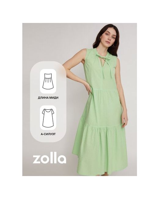 Zolla Ярусное платье миди без рукавов Светло-зеленый размер L