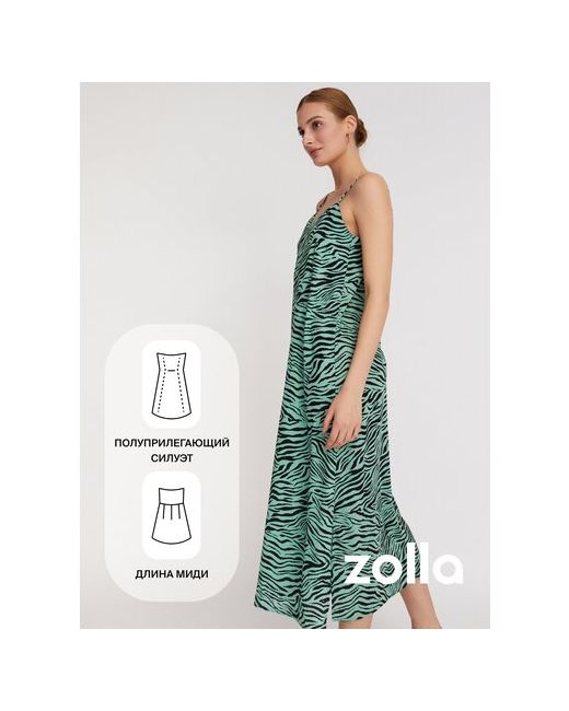 Zolla Платье-комбинация с боковыми разрезами Светло-зеленый размер L