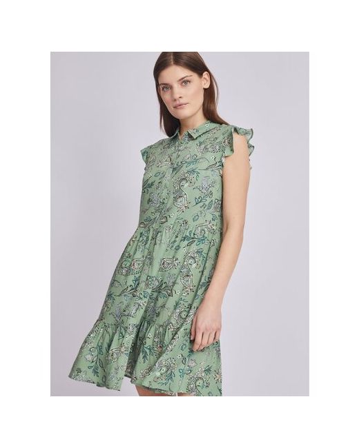 Zolla Ярусное платье-рубашка с рукавами-воланами Светло-зеленый размер S