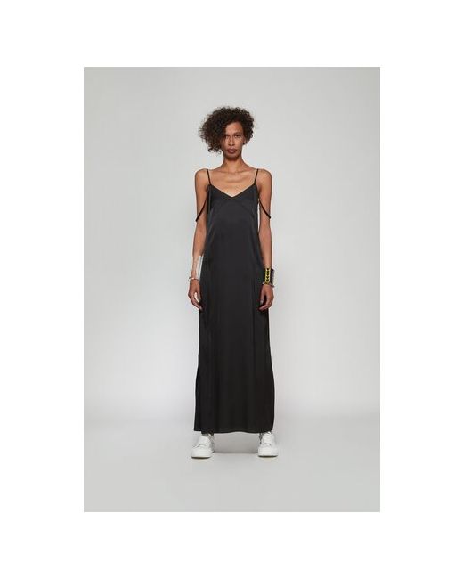 LUV Concept Черное шелковое платье-комбинация S
