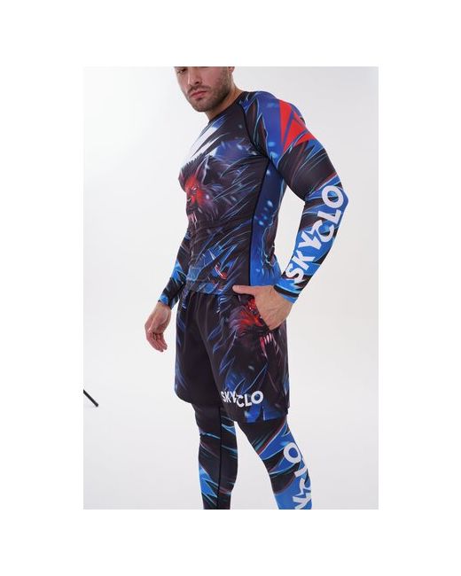 Skyclo Рашгард комплект костюм спортивный для фитнес зала 3 в 1 темно-синий S-44